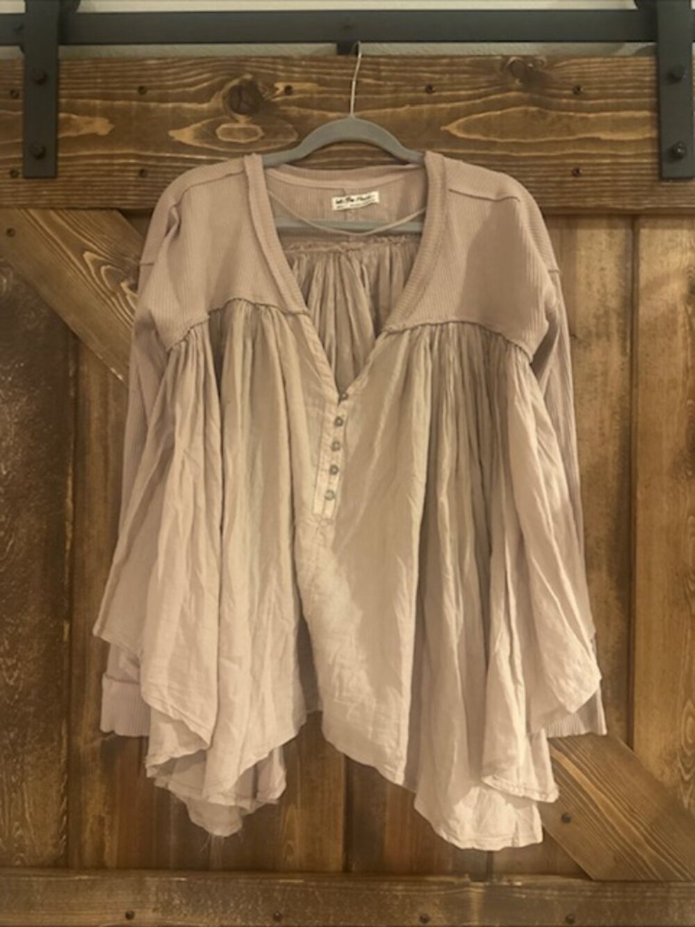 We The Free | Lyrical Boho Flowy Tunic Shirt Taupe Sz S